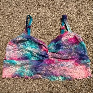 PINK Victorias Secret Bralette Bra Lace Pink Purple Blue Cotton Candy